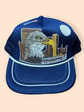 Vintage 1980s United States Postal Service SnapBack Trucker Hat Express Mail Vtg